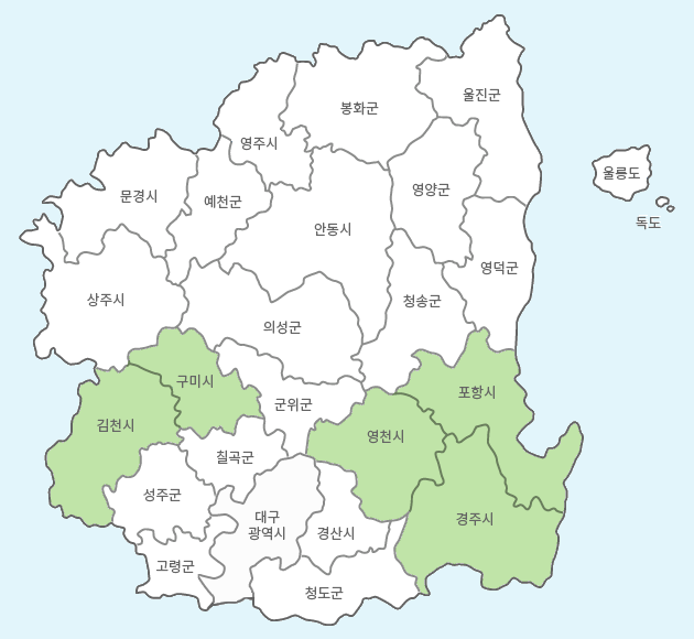 첨단 과학의 경북 지도 이미지